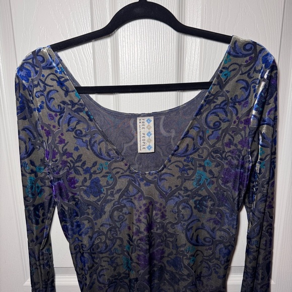 Free People Burnout Velvet Long Sleeve Bodycon Mini Dress - Picture 9 of 14